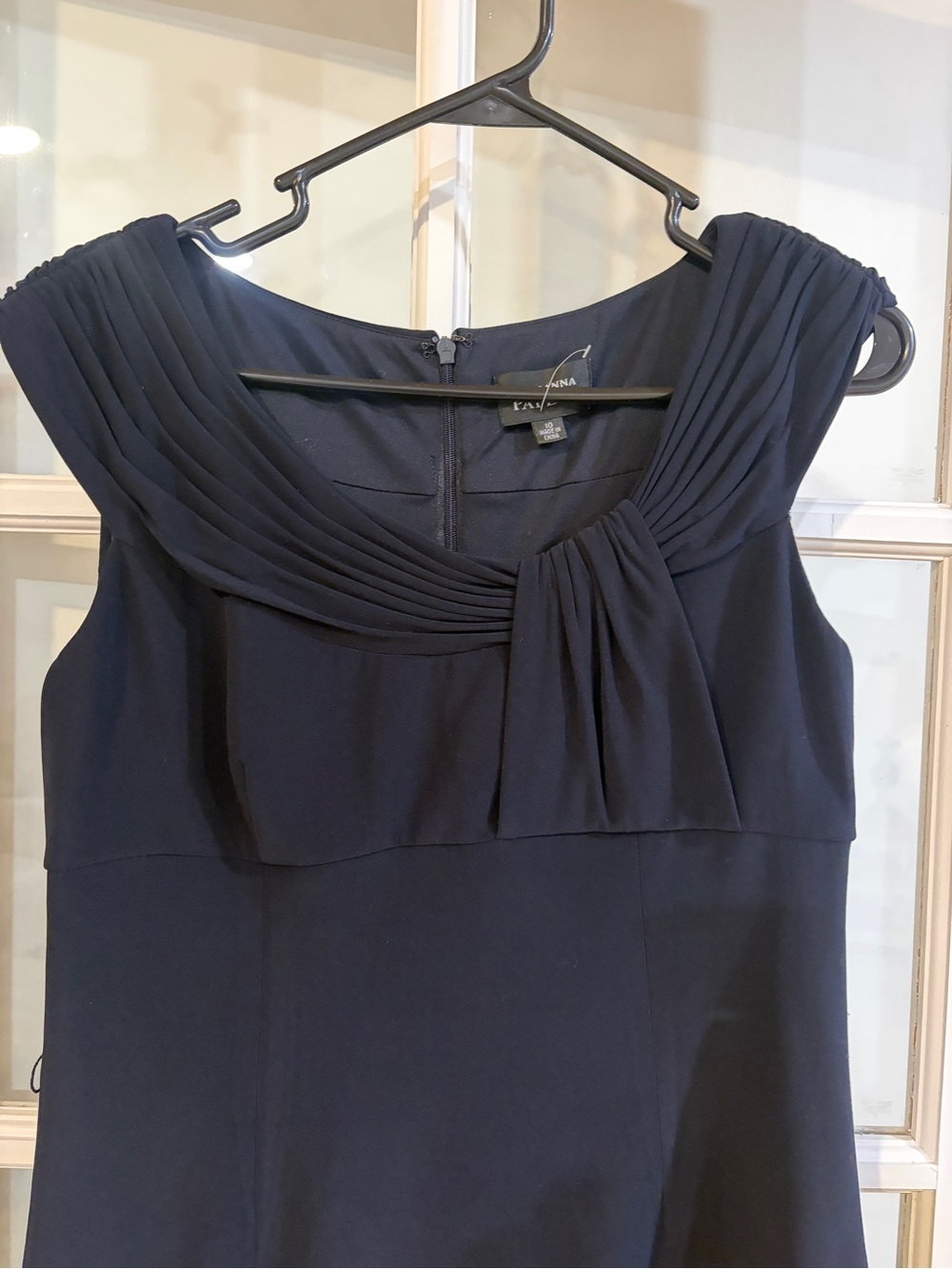 Adrianna Papell Black Sleeveless Shawl Neck Dress Elegant Cocktail Formal